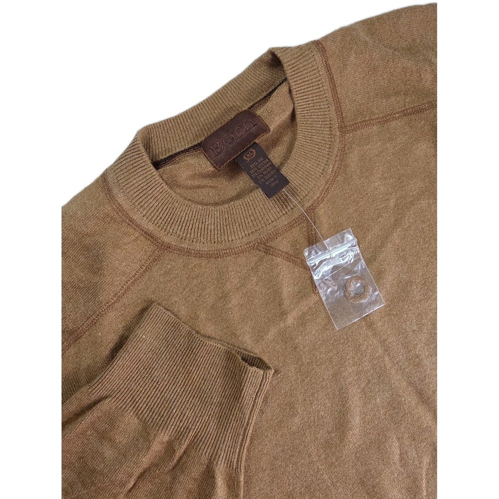 BORN MEN'S BROWN SILK CASHMERE BLEND SWEATER XL LIGHTWEIGHT, PREPPY FALL NWOT